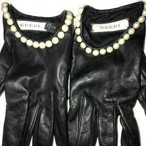 Gucci Leather Gloves with Faux-Pearls
